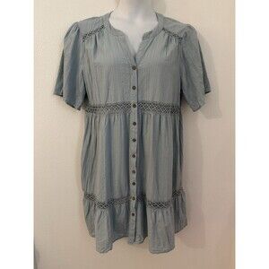 Knox Rose Light Blue Button-Front Midi Dress